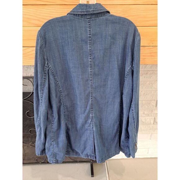 Talbots Womens Linen Blend Denim Chambray Blazer Jacket IX Single Button Front - Picture 6 of 12